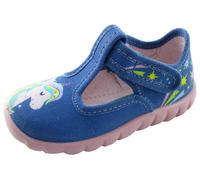 Fischer Niños Zapatilla Azul Con Unicornio Y Estrellas Antideslizante 551552