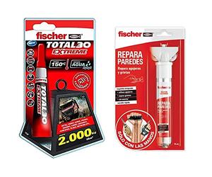 fischer - Pegamento de contacto universal transparente, adhesivo 15gr + masilla pared blanca Repara Paredes para tapar agujeros y abolladuras pared