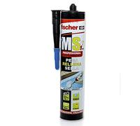 FISCHER, polímero silicona blanco MS profesional, Sellador adhesivo antimoho para juntas bañera, ventanas, grietas, Pegamento fuerte (290 ml)