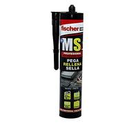 FISCHER, polímero silicona negra MS Profesional multiusos, adhesivo sellador para juntas y pegado interior y exterior, Pegamento fuerte, (290 ml)