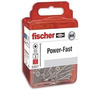 fischer Power-Fast - caja de tornillos especiales para madera 4,5x40mm, para atornillado de maderas, conexión de maderas macizas o fijación de piezas a la madera ,12 ud