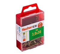 Fischer Power-Fast FPF-SZ 3.0 x 30 YZF 50 B - Tornillos para aglomerado con cabeza avellanada y rosca completa para fijar componentes finos en materiales de madera, 50 piezas, número de artículo