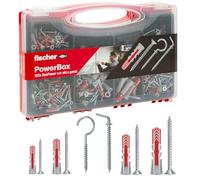 Fischer PowerBox 564282 - Tacos DuoPower con tornillos y ganchos, para pared completa, perforados y cartón yeso, 360 unidades en total, 180 unidades