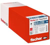 fischer PowerFast II 568167 - Tornillo para madera, 8,0 x 220, 50 unidades, color plateado