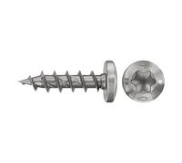 fischer PowerFast II PTF - Tornillo para aglomerado (200 unidades, 3,5 x 12, A2, cabeza semicircular, alojamiento interior de estrella TX, rosca completa, acero inoxidable A2, para uniones de metal y