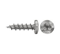 fischer PowerFast II PTF - Tornillo para aglomerado (200 unidades, 3,5 x 20 mm, A2, cabeza semicircular, alojamiento interior de estrella TX, rosca completa, acero inoxidable A2, para uniones de metal