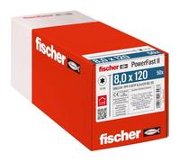 fischer PowerFast II WTP 8,0 x 120 - Tornillo potente para construcción de madera con cabeza de plato, alojamiento de estrella interior y rosca parcial, para construcción de madera constructiva, 50