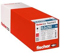 Fischer PowerFull FPF II CHTF 8,0x260 Revestimiento zincado, Rosca total, Cabeza cilíndrica con Huella Torx/Caja de 50