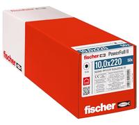 fischer PowerFull II 10,0 x 220 - Tornillo de rosca completa (50 unidades) con innovadora geometría de punta, tornillo de acero para estructuras de madera con cabeza avellanada, reduce el riesgo de