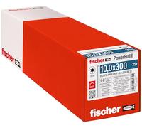 fischer PowerFull II 10,0 x 300 - Tornillo de rosca completo (25 unidades) con innovadora geometría de punta, tornillo de acero para estructuras de madera con culata, reduce el riesgo de rotura