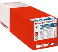 fischer PowerFull II 8,0 x 240 - Tornillo de rosca completa (50 unidades) con innovadora geometría de punta, tornillo de acero para estructuras de madera con cabeza avellanada, reduce el riesgo de