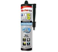 fischer - sellador, adhesivo polímero silicona blanca MS Piscinas para fugas, grietas, fisuras piscina, resistente al agua, Color Blanco (290ml)