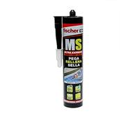 fischer - sellador de juntas MS Ultra Express (cartucho 290 ml) polímero para pegar y sellar diferentes materiales, excelente resistencia de decoloración, sin silicona, color blanco