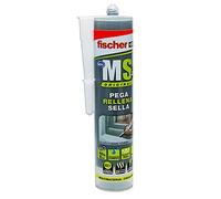 fischer Sellador juntas bañeras, Baños y cocinas MS Sellante/ADH polímero para pegar y sellar diferentes materiales, Resistencia a la decoloración, Sin silicona, Gris, 290 ml