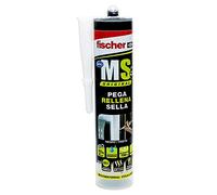 fischer Sellador juntas bañeras, Baños y cocinas MS Sellante/ADH polímero para pegar y sellar diferentes materiales, Resistencia a la decoloración, Sin silicona, Negro, 290 ml