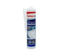 fischer - silicona baños blanco antimoho para el sellado de baño, mampara, bañera,300ml