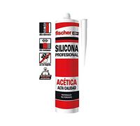 fischer - Silicona Blanca Acética Profesional 300ml | Sellador para Superficies No Porosas | Resistente al Agua y Moho | Uso en Baños y Acristalamientos | Aplicación con Pistola