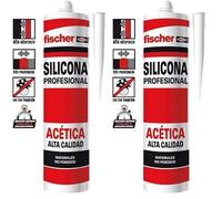 fischer - Silicona Blanca Acética Profesional 300ml | Sellador para Superficies No Porosas | Resistente al Agua y Moho | Uso en Baños y Acristalamientos | Aplicación con Pistola (Paquete de 2)