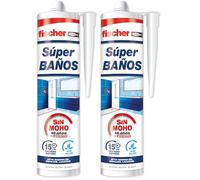 fischer - Silicona Blanca Superbaños 280ml | Sellador Flexible Antimoho para Cocinas y Baños | Adhesión Duradera en Múltiples Superficies | Sin Olores Fuertes | Alta Elasticidad | Uso Interior