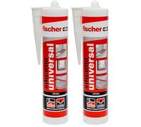 fischer - Silicona Negra Acética Profesional 300ml | Sellador Universal Impermeable | Antimoho para Baño y Cocina | Alta Resistencia en Vidrio, Metal y Cerámica | Interior y Exterior (Paquete de 2)