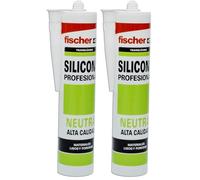 fischer - Silicona Neutra Prof. Trans (Tubo de 300 ml) sellador de juntas de dilatación, acristalamiento y sellado de juntas de carpintería a obra (aluminio lacado o PVC) (Paquete de 2)