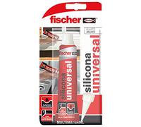 fischer - Silicona Puertas y Ventanas Blanca Antimoho 50 ml | Sellador Neutro para Acristalamiento y Construcción | Alta Elasticidad y Resistencia a la Intemperie