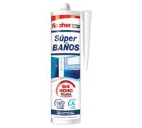 fischer - Silicona Transparente Superbaños 280ml | Antimoho y Resistente a la Humedad | Sellador Flexible para Baños, Cocinas y Juntas | Adhesión Duradera en Múltiples Superficies