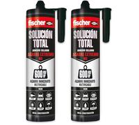 fischer - Solución Total Agarre Extremo 600kg Negro 290ml | Pegamento fuerte | Adhesivo y Sellante MS Polímero | Uso Interior y Exterior | Pintable y Resistente a Impactos (Paquete de 2)