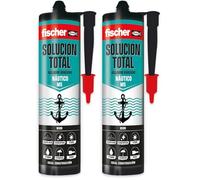fischer - Solución Total Náutico | Pegamento fuerte para entornos húmedos | Adhesivo Elástico para Construcción y Náutica | Resistente al Agua y Pintable | 290ml | Negro (Paquete de 2)