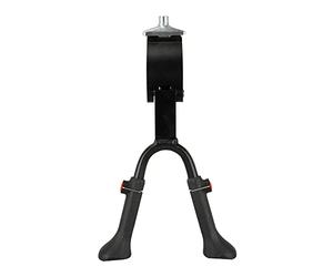 Fischer Soporte de Dos Patas + Amortiguador de dirección, Soporte para Bicicletas de 24 a 28 Pulgadas, Altura Ajustable, de Aluminio, Color Negro