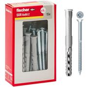 Fischer Tacos alargados con tornillo, gris, 8 x 80 mm | Grosor fijable hasta 30 mm | para marcos, andamios, canaletas, techos, cerraduras 509743