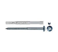 Fischer, Tacos alargados SXRL 10 x 160 VAE con tornillo antirrobo cabeza de tachuela, con inserto de estrella, para instalaciones pasantes en hormigón, ladrillo lleno y perforado, 540398