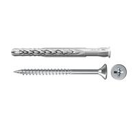 Fischer Tacos alargados SXRL 8 x 80 WT ls con tornillo de cabeza avellanada plana huella Pozidrive, para instalaciones pasantes en hormigón, ladrillo lleno y perforado, 540214