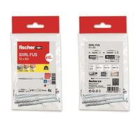 fischer - Tacos con tornillos largos SXRL 10x80, para pared hormigón y ladrillo, Bolsa 4 uds