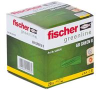 fischer Tacos de hormigón gaseoso GB Green 8, tacos de al menos un 50% de materias primas renovables para fijar sistemas de buzón, instalaciones eléctricas, etc. en hormigón celular, 20 unidades