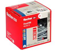 fischer Tacos DuoHM 4 x 55 S TX para cavidades con tornillo métrico y accionamiento TX para fijar soportes de TV, lámparas, estantes de pared, etc., en materiales de construcción de paneles, 25