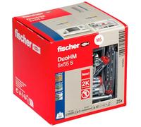 fischer Tacos DuoHM 5 x 55 S TX para cavidades con tornillo métrico panhead y accionamiento TX para fijar soportes de TV, lámparas, estantes de pared, etc., en materiales de construcción de paneles,