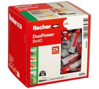 FISCHER Tacos DUOPOWER 8x40 - Nylon bicomponente - Hormigón, ladrillo, cartón-yeso - Caja 100 uds
