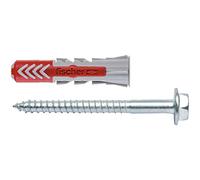 fischer - Tacos Duopower con Tornillo Hexagonal, Gris y Rojo, 10x50 mm, Nylon