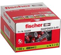 fischer - Tacos DuoPower tacos para aire acondicionado, Tacos para pared, Tacos universales, Tacos para hormigón, Gris, 8x40 (Caja 100 tacos)