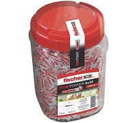 fischer - Tacos fischer Duopower 6x30 para Hormigón, Pladures, Ladrillo o Piedra. Sirve para Colgar Muebles de Televisión, Estanterías, Cuadros, Armarios de Pared, Buzones (750 uds)