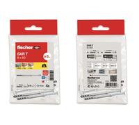 fischer - Tacos largos pared, tacos nylon con tornillo SXR 10X120 con cabeza avellanada para estructuras metálicas y de madera, Bolsa 4 uds