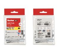 fischer - Tacos largos pared, tacos nylon con tornillo SXR 8X80 con cabeza avellanada para estructuras metálicas y de madera, Bolsa 16 uds