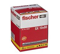 fischer Tacos pared largos para hormigón SX L 10x80 para fijar lámparas, cuadros, Caja tacos largos 25 uds
