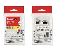 fischer - Tacos y tornillos largos de nylon SXR 10X60, tacos fischer pared hormigón, Bolsa 4 uds, Gris