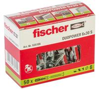 fischer - Tacos y tornillos para pared 6x30 DuoPower, tacos para hormigón, Caja tacos 50 uds