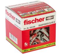 fischer - Tacos y tornillos para pared 8x40 DuoPower, tacos para hormigón, Caja tacos 50 uds