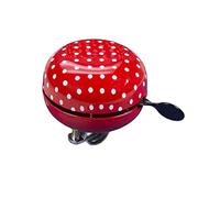 Fischer Timbre para Bicicleta Maxi con sujeción para Manillar, Color Rojo con Lunares Blancos, Talla única, 80 mm