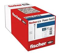 fischer Tornillos FPF II, Caja de tornillos para madera, Cincados, Caja de 200 unidades, 3,0x40