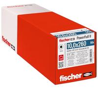 Fischer Tornillos para madera y construcción PowerFull II CTF 10,0 x 260 mm, rosca total, cabeza avellanada plana, huella Torx, galvanizado blanco, 50 unidades, 562951
